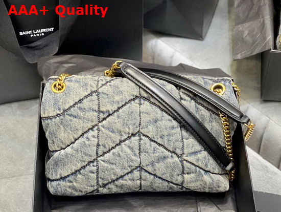 Saint Laurent Puffer Small Bag in Quilted Vintage Denim and Calfskin Replica