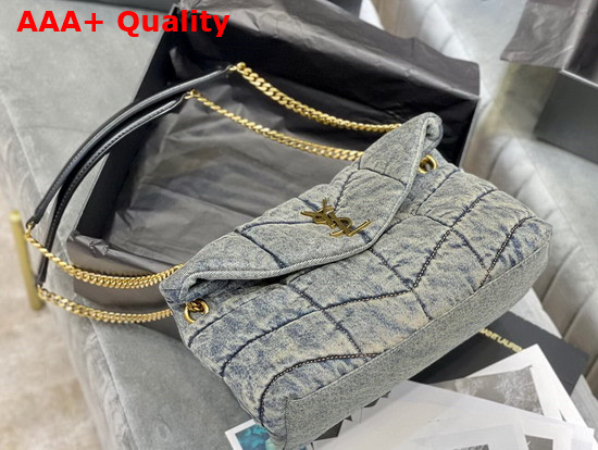 Saint Laurent Puffer Small Bag in Quilted Vintage Denim and Calfskin Replica