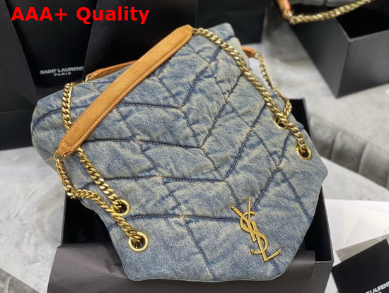 Saint Laurent Puffer Small Bag in Quilted Vintage Denim and Suede Rodeo Blue Replica