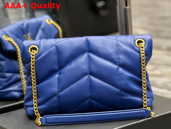 Saint Laurent Puffer Small Chain Bag in Blue Quilted Lambskin Replica