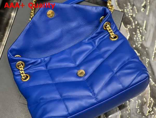 Saint Laurent Puffer Small Chain Bag in Blue Quilted Lambskin Replica