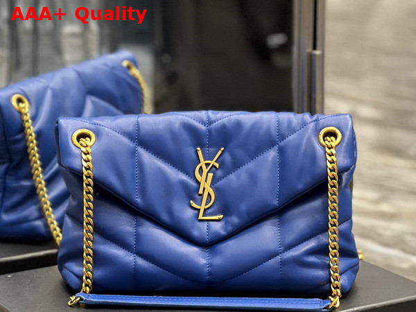 Saint Laurent Puffer Small Chain Bag in Blue Quilted Lambskin Replica