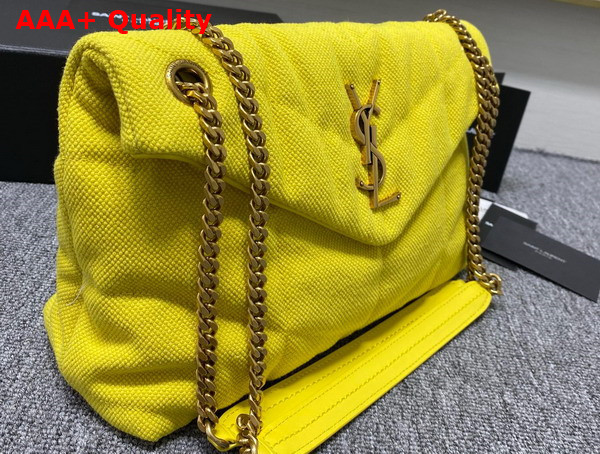 Saint Laurent Puffer Small Chain Bag in Canvas and Smooth Leather Jaune Citron Replica