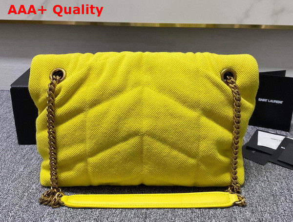 Saint Laurent Puffer Small Chain Bag in Canvas and Smooth Leather Jaune Citron Replica