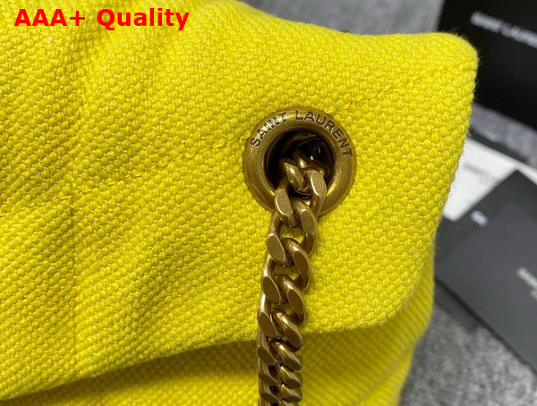 Saint Laurent Puffer Small Chain Bag in Canvas and Smooth Leather Jaune Citron Replica