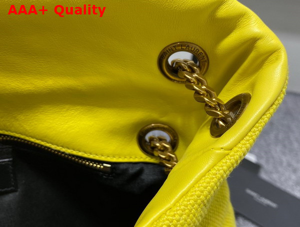 Saint Laurent Puffer Small Chain Bag in Canvas and Smooth Leather Jaune Citron Replica