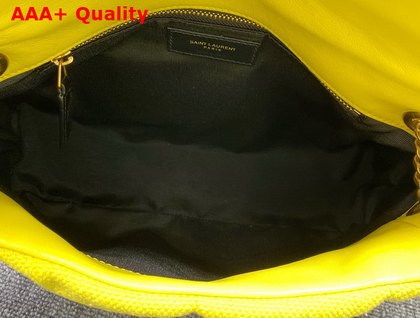 Saint Laurent Puffer Small Chain Bag in Canvas and Smooth Leather Jaune Citron Replica