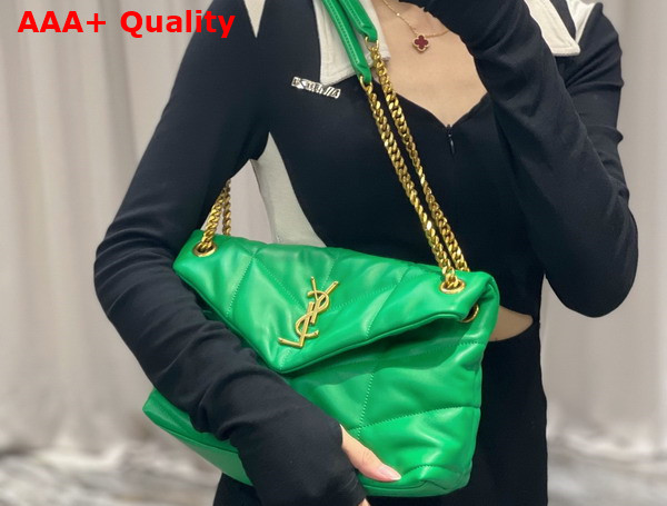 Saint Laurent Puffer Small Chain Bag in Emerald Green Quilted Lambskin Replica