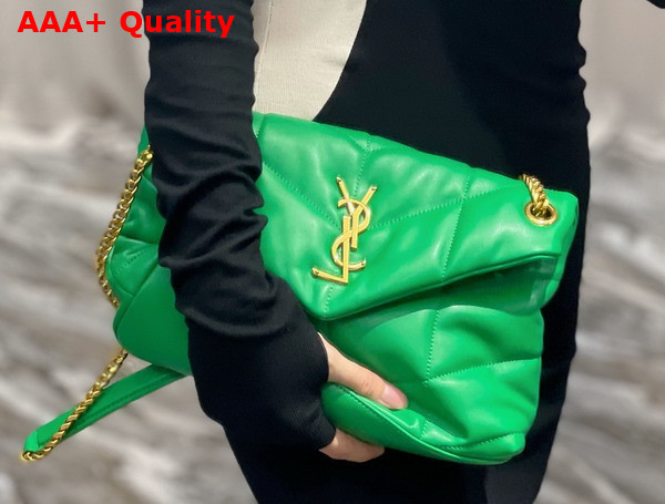 Saint Laurent Puffer Small Chain Bag in Emerald Green Quilted Lambskin Replica