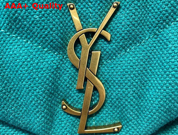 Saint Laurent Puffer Small Chain Bag in Green Canvas and Smooth Leather Replica