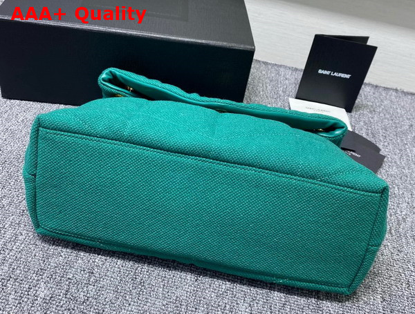 Saint Laurent Puffer Small Chain Bag in Green Canvas and Smooth Leather Replica