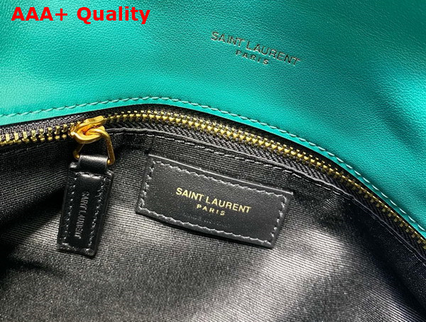 Saint Laurent Puffer Small Chain Bag in Green Canvas and Smooth Leather Replica