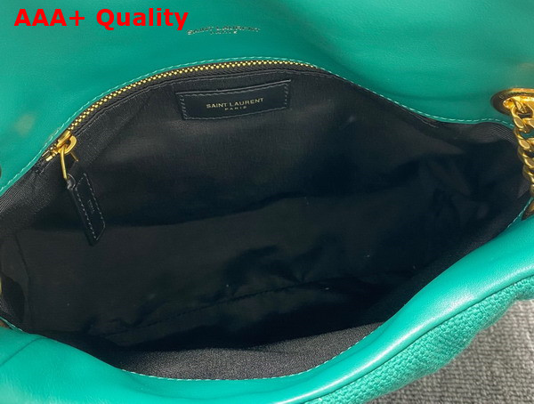 Saint Laurent Puffer Small Chain Bag in Green Canvas and Smooth Leather Replica