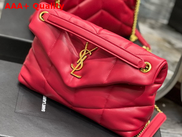 Saint Laurent Puffer Small in Red Lambskin Replica