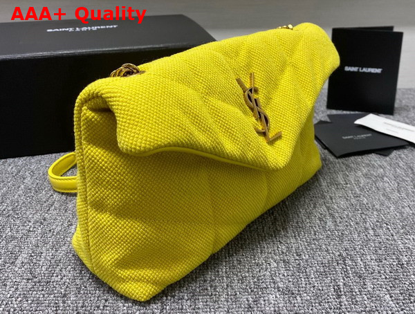 Saint Laurent Puffer Toy Bag in Canvas and Smooth Leather Jaune Citron Replica