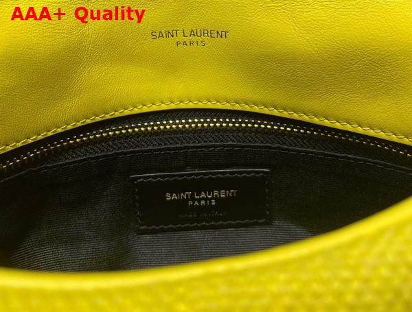 Saint Laurent Puffer Toy Bag in Canvas and Smooth Leather Jaune Citron Replica