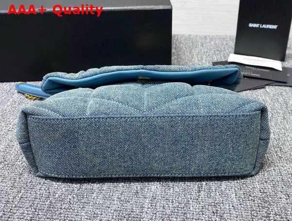 Saint Laurent Puffer Toy Bag in Canvas and Smooth Leather Light Blue Replica