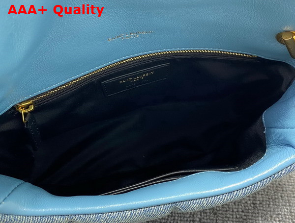 Saint Laurent Puffer Toy Bag in Canvas and Smooth Leather Light Blue Replica