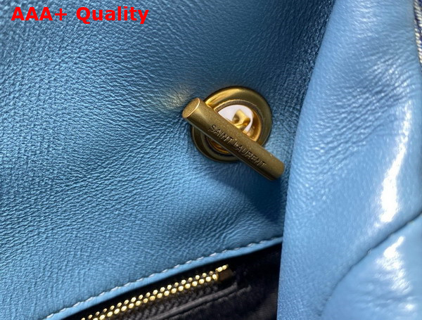 Saint Laurent Puffer Toy Bag in Canvas and Smooth Leather Light Blue Replica