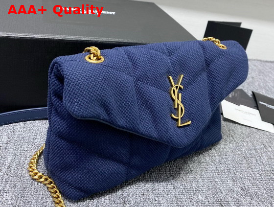 Saint Laurent Puffer Toy Bag in Canvas and Smooth Leather Marine Replica