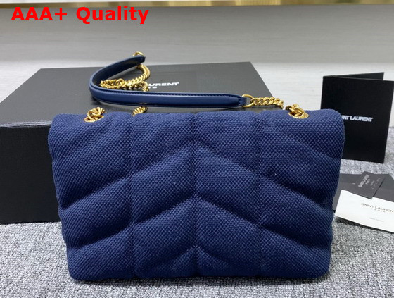 Saint Laurent Puffer Toy Bag in Canvas and Smooth Leather Marine Replica