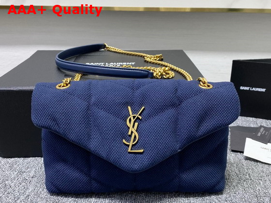 Saint Laurent Puffer Toy Bag in Canvas and Smooth Leather Marine Replica