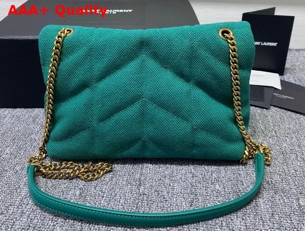 Saint Laurent Puffer Toy Bag in Green Canvas and Smooth Leather Replica