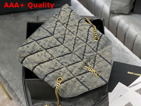 Saint Laurent Puffer Toy Bag in Quilted Vintage Denim and Suede Rodeo Blue Replica