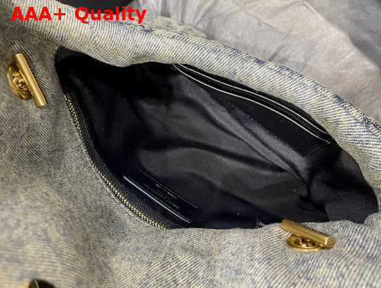 Saint Laurent Puffer Toy Bag in Quilted Vintage Denim and Suede Rodeo Blue Replica