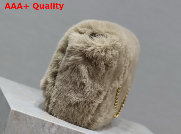 Saint Laurent Reversible Small Kate Bag in Grey Rabbit Fur Replica