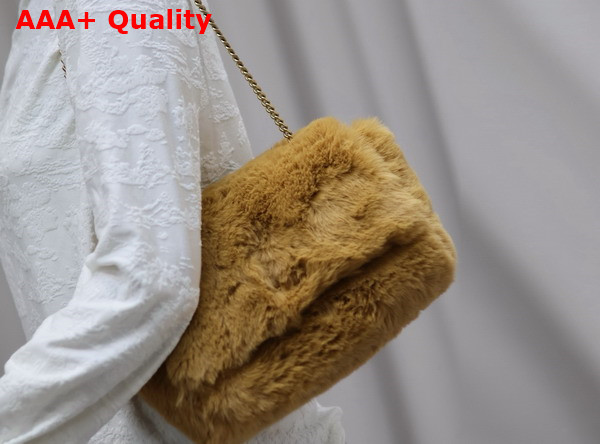 Saint Laurent Reversible Small Kate Bag in Light Brown Rabbit Fur Replica