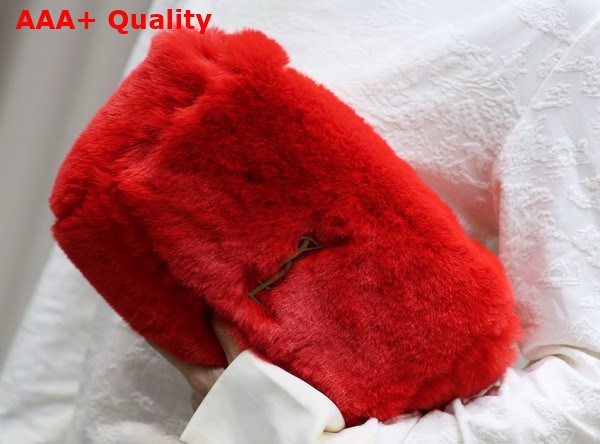 Saint Laurent Reversible Small Kate Bag in Red Rabbit Fur Replica