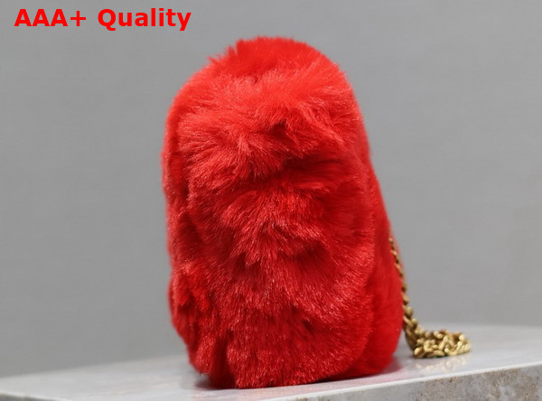 Saint Laurent Reversible Small Kate Bag in Red Rabbit Fur Replica