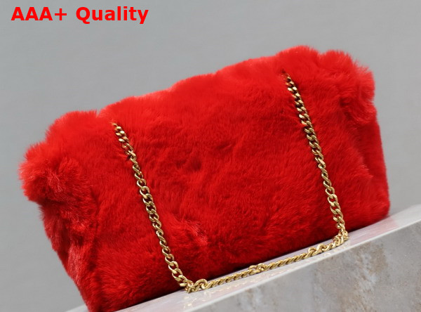 Saint Laurent Reversible Small Kate Bag in Red Rabbit Fur Replica