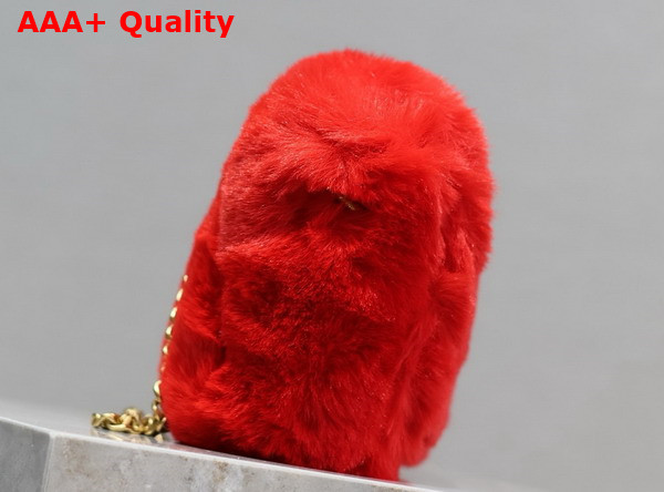 Saint Laurent Reversible Small Kate Bag in Red Rabbit Fur Replica