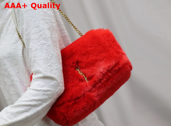 Saint Laurent Reversible Small Kate Bag in Red Rabbit Fur Replica