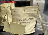 Saint Laurent Rive Gauche Bucket Bag in Linen Beige Sea Salt Replica