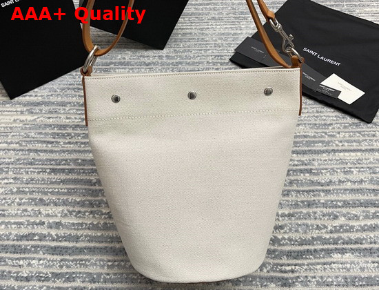 Saint Laurent Rive Gauche Bucket Bag in Linen Natural Replica