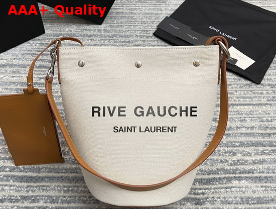 Saint Laurent Rive Gauche Bucket Bag in Linen Natural Replica