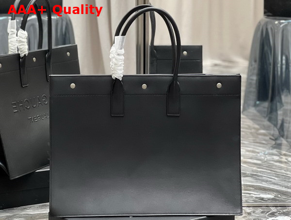 Saint Laurent Rive Gauche Large Tote Bag in Black Smooth Leather Replica