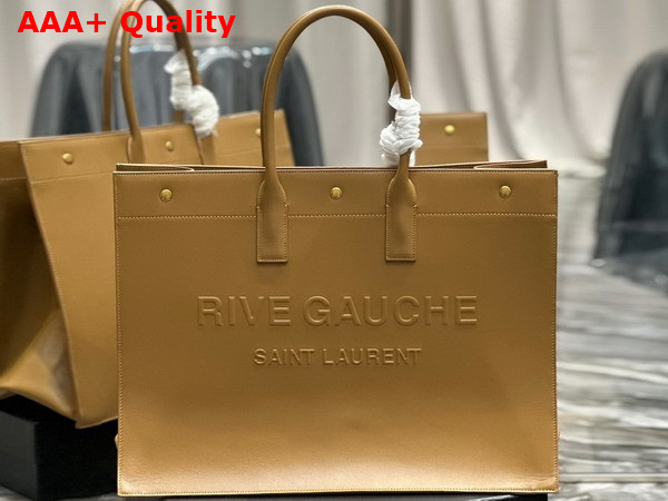 Saint Laurent Rive Gauche Large Tote Bag in Honey Vegetable Tanned Leather Replica