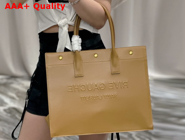 Saint Laurent Rive Gauche Small Tote Bag in Honey Vegetable Tanned Leather Replica