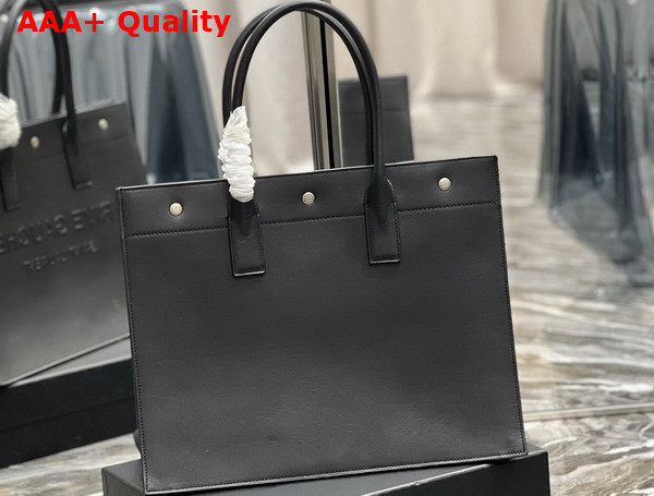 Saint Laurent Rive Gauche Small Tote Bag in Noir Smooth Leather Replica