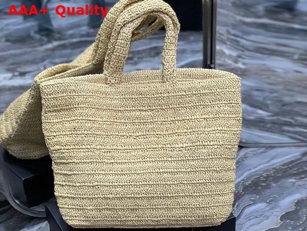 Saint Laurent Rive Gauche Supple Tote Bag in Raffia Crochet Naturel Replica