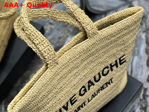 Saint Laurent Rive Gauche Supple Tote Bag in Raffia Crochet Naturel Replica