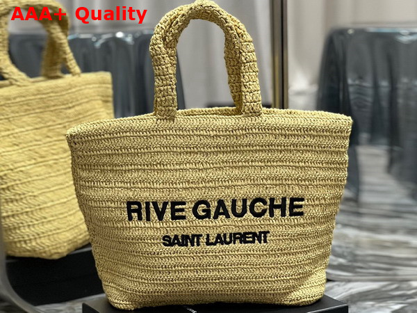 Saint Laurent Rive Gauche Supple Tote Bag in Raffia Crochet Naturel Replica