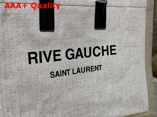 Saint Laurent Rive Gauche Tote Linen and Leather White Linen Replica