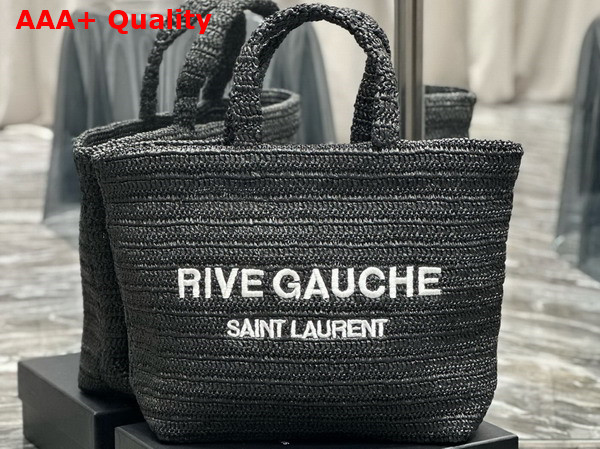 Saint Laurent Rive Gauche Tote in Black Raffia Replica