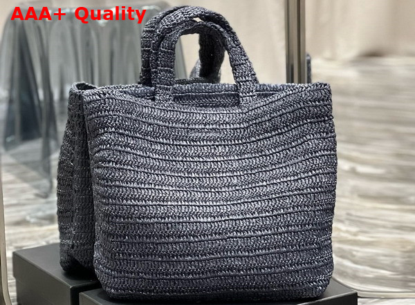 Saint Laurent Rive Gauche Tote in Midnight Blue Raffia Replica