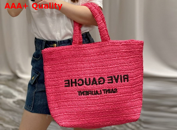 Saint Laurent Rive Gauche Tote in Pink Raffia Replica